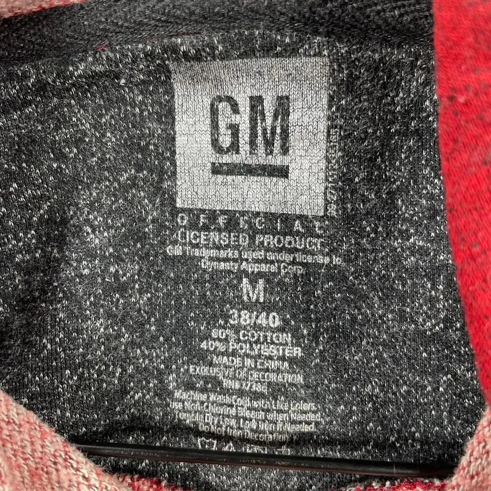 GM Chevrolet Hoodie Adult Medium 38/40 Distressed Gray/Red Drawstring Muscle Car